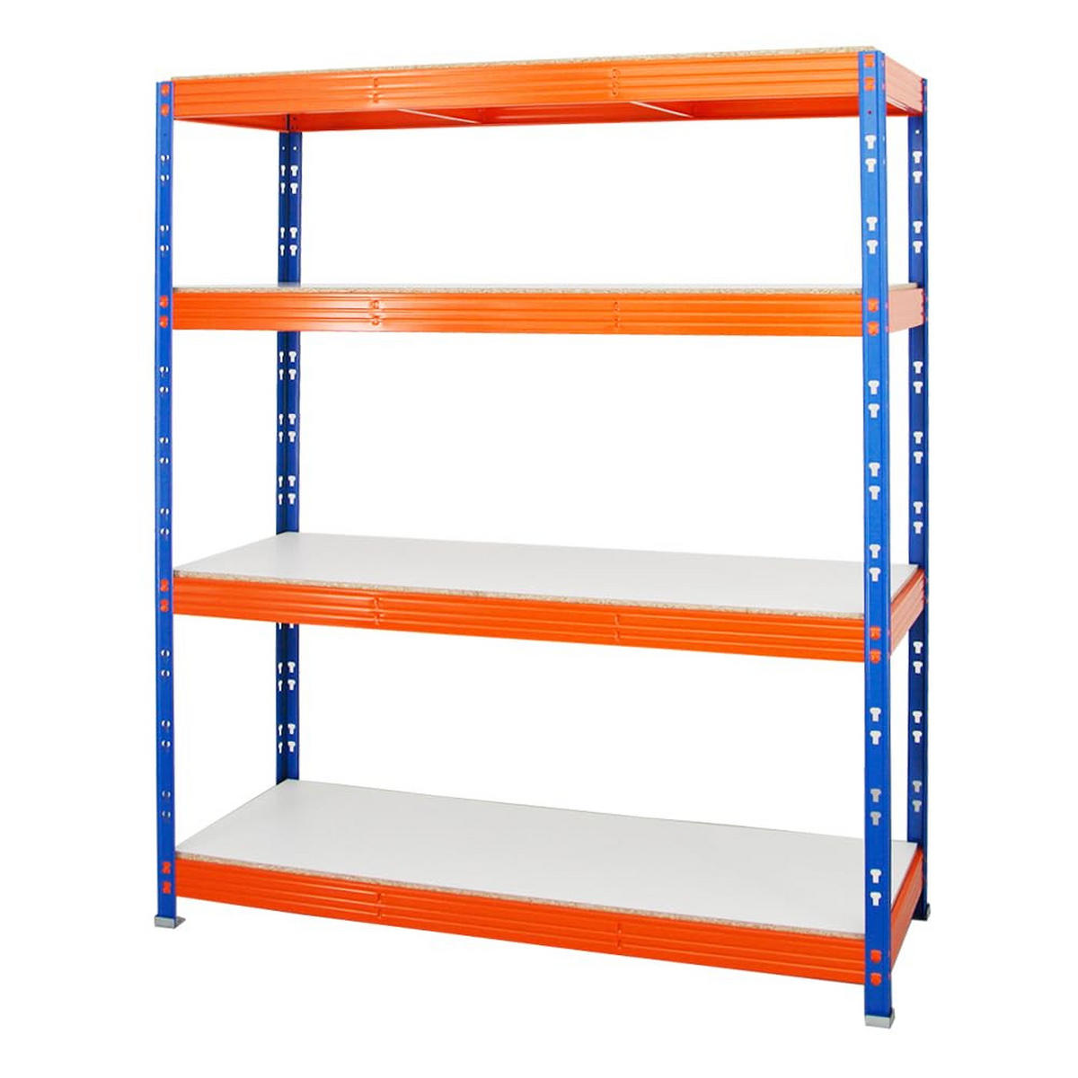 SCHWERLASTREGAL Rhino 180x160x60 cm 4 Melamin-Ebenen 16mm Fachlast 500 kg Blau/Orange - Blau/Orange, Metall (160/180/60cm) - PROREGAL