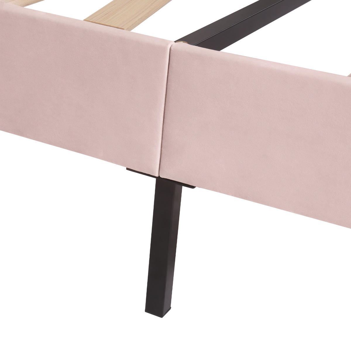 POLSTERBETT aus Samt 140x200 cm in Rosa mit Lattenrost & verstellbarem Kopfteil - Rosa, Textil (140/200cm) - Modfu