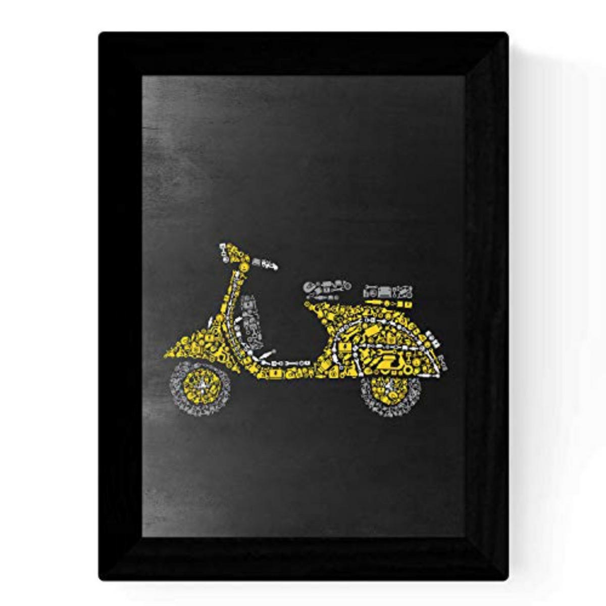 POSTER Vespa – Vintage, Schwarz-Hintergrund A4 Rahmenlos - Klar, Papier (29.7/5/21cm) - Nacnic