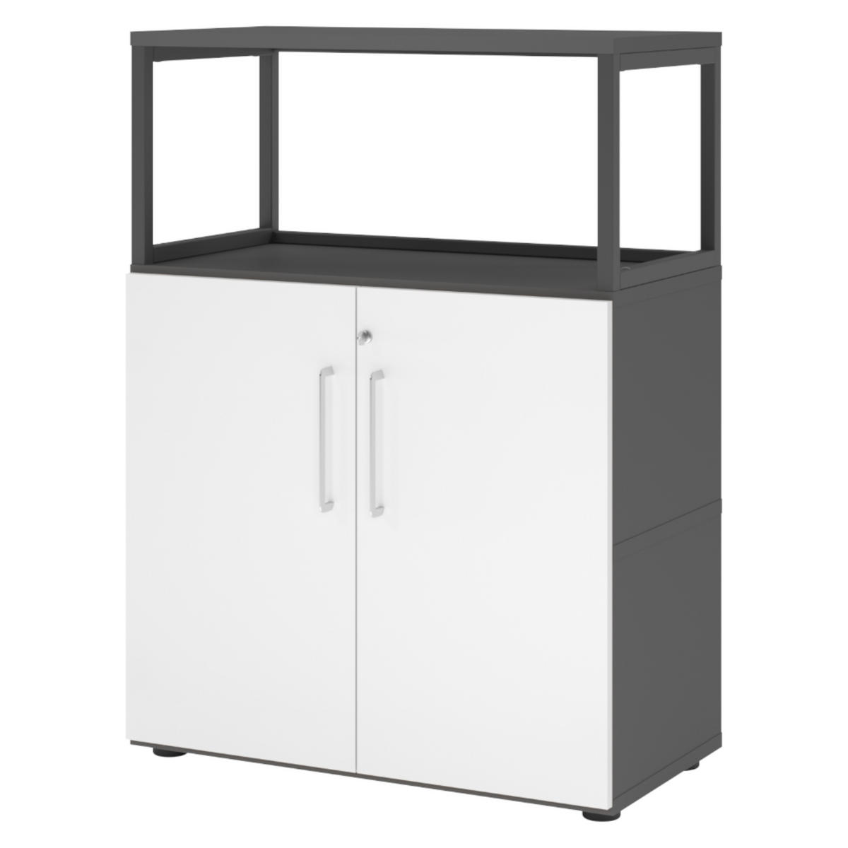 AKTENSCHRANK mittel abschließbar mit Regal 41,7/80/110 cm in Graphitfarben/Weiß - Graphitfarben/Weiß, Holzwerkstoff (80/110/41.7cm) - bümö