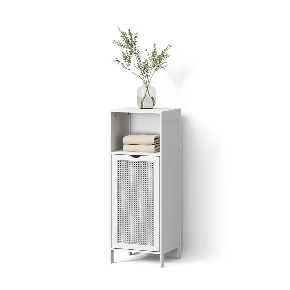 MIDISCHRANK Mincio, Weiß, 36 x 98 cm mit Wäschekorb - Weiß, Holzwerkstoff (36/98/33cm) - Livinity®