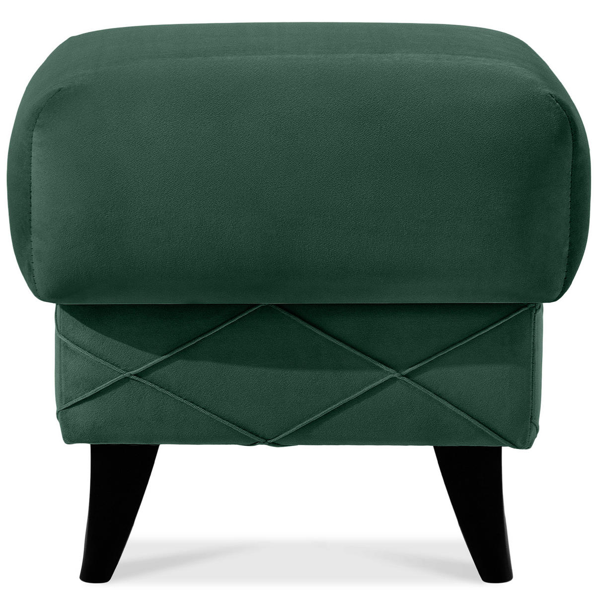 HOCKER GUSTAVO III Fußstütze, Velours, Dunkelgrün - Dunkelgrün, Holz/Holzwerkstoff (53/49/53cm) - KONSIMO®