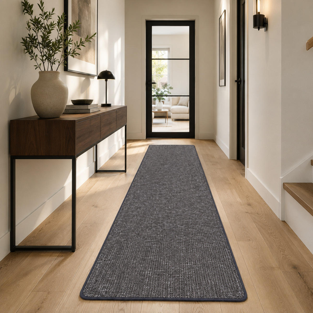 SCHLINGEN DESIGNER TEPPICH LÄUFER NIVA - Anthrazit, Textil (100/200cm) - Snapstyle