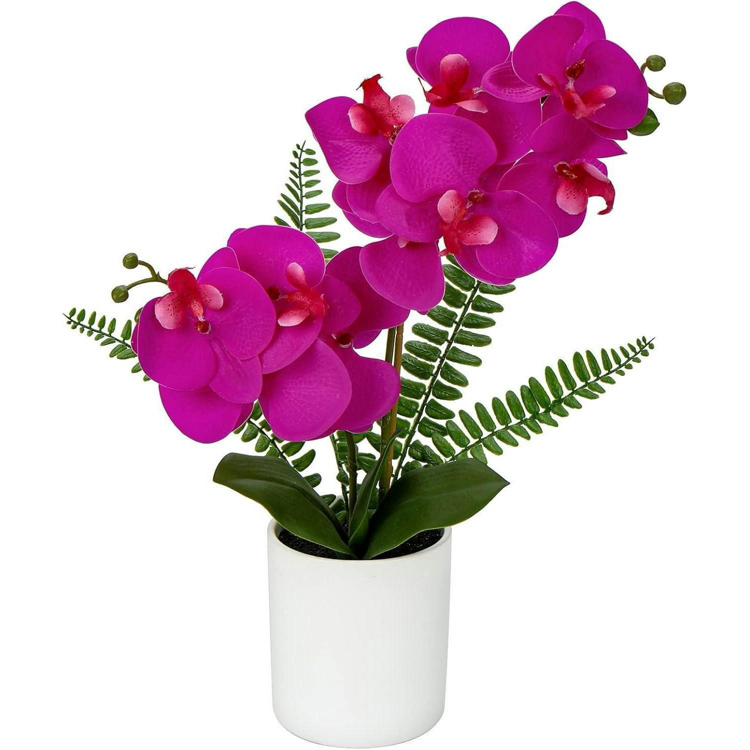 KUNSTBLUME Orchidee Phalaenopsis mit 2 Stielen 40.5 cm Weiß Rosa Violett - Pink, Kunststoff (38.1cm)