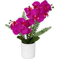 KUNSTBLUME Orchidee Phalaenopsis mit 2 Stielen 40.5 cm Weiß Rosa Violett - Pink, Kunststoff (38.1cm)