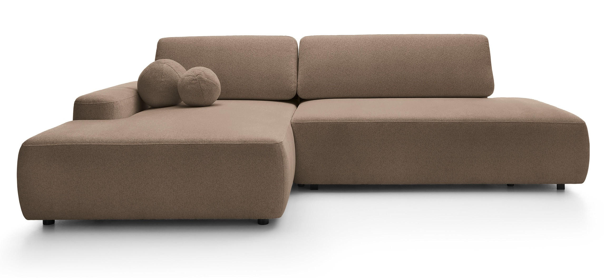 ECKSOFA 275 cm mit Schlaffunktion Orea O, Links, Dunkelbraun - Dunkelbraun, Holz (276/164cm) - Emporius