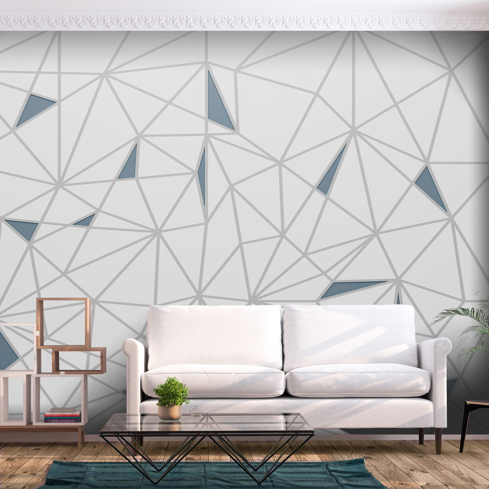 VLIESTAPETE Grau 450/315 cm - Blau/Grau, Textil (450/1cm) - KUNSTLOFT