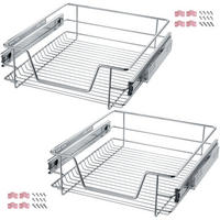 TELESKOPSCHUBLADE 2er Set, einfache Montage,grau - Grau, Metall (47/14/44cm) - tectake