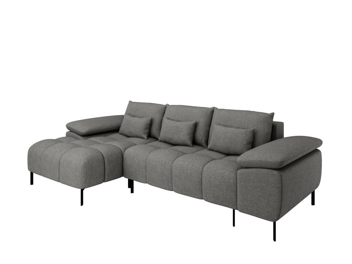 ECKSCHLAFSOFA 4-Sitzer DOLUS – Modernes Ecksofa mit Schlaffunktion Links montierbar, Graphitfarben - Graphitfarben, Holz (141/277cm) - Panda Möbel
