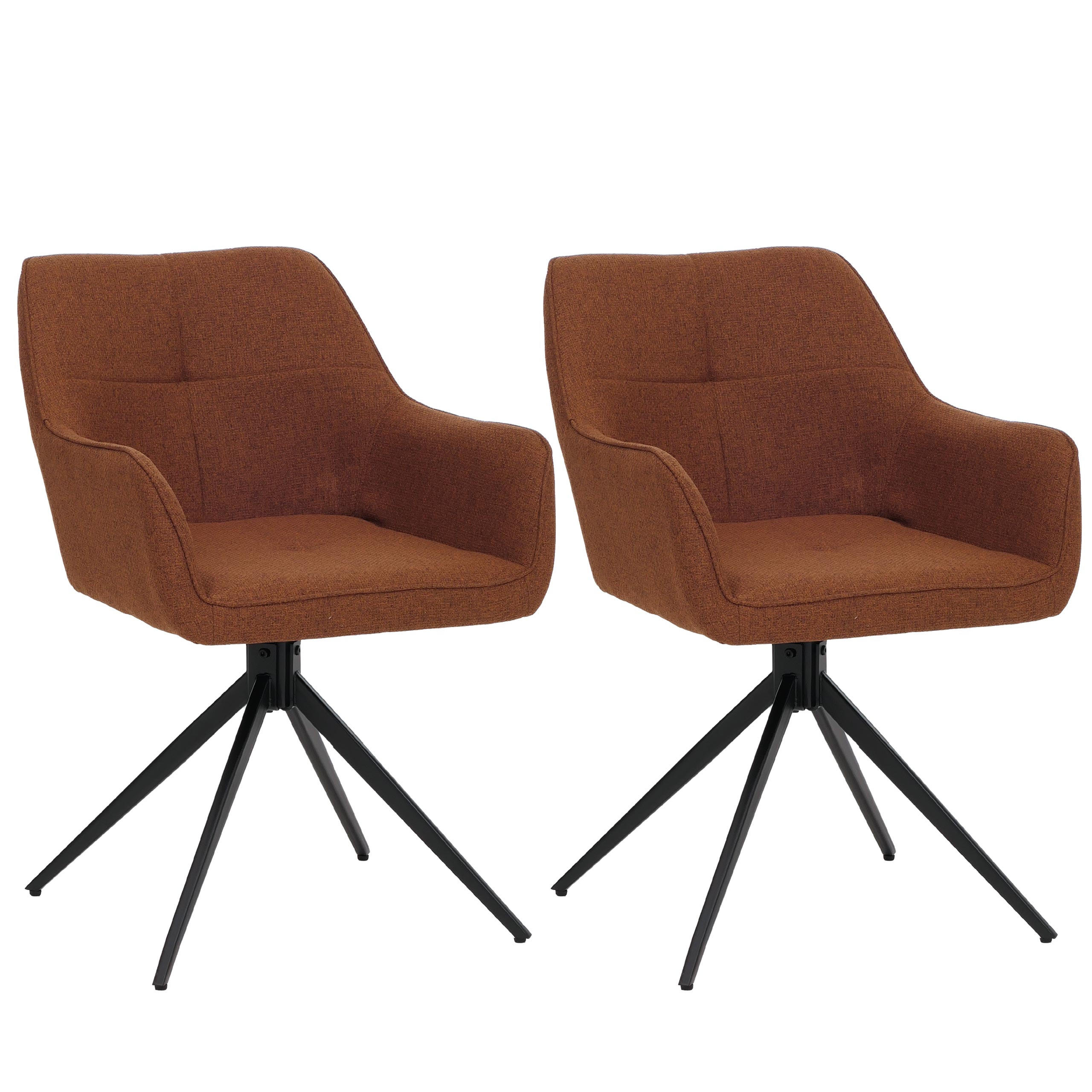 2ER-SET Esszimmerstuhl | HxBxT 80x53x59cm | Sitzhöhe 41cm | Stoff/Textil (270g/m²) | Terrakotta | Küchenstuhl Armlehne - Orange, Textil (53/80/59cm) - CHEFGASTRO