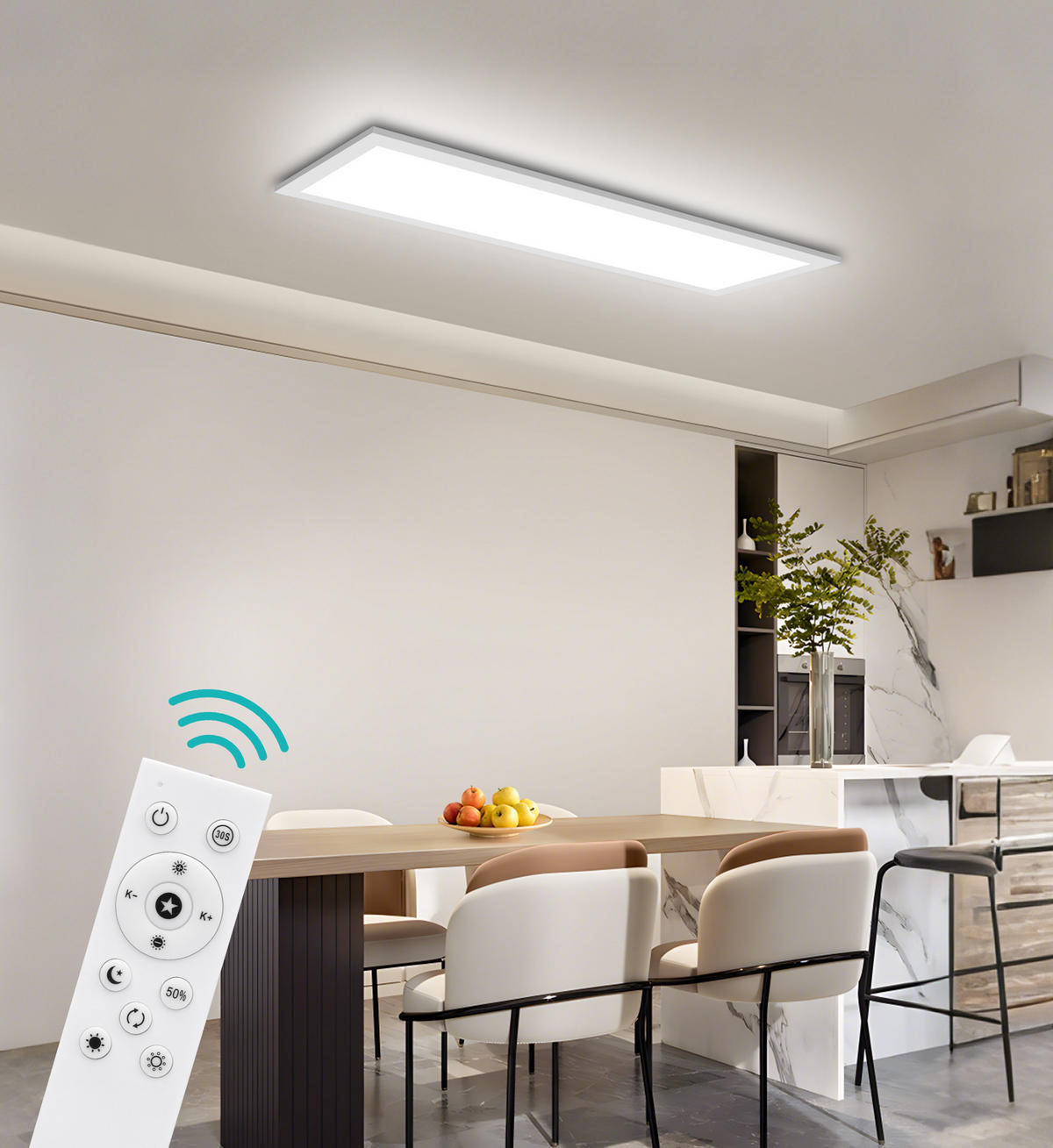 DECKENLEUCHTE PA1071EW 24W LED Dimmbar 3000K bis 6500K 58/20/3.9 CM 2er-Set - Weiß, Metall (58/20/3.9cm) - LOVHAUS