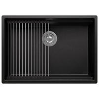 UNTERBAUSPÜLE GRANIT Praga, 2-er set Schwarz Metallic 66/47 cm 1 Becken + Ablauf-Set + Aufrollbare Abtropffläche ab 70er Unterschrank - Chromfarben/Schwarz Hochglanz, Kunststoff (66/20/47cm) - Primagran