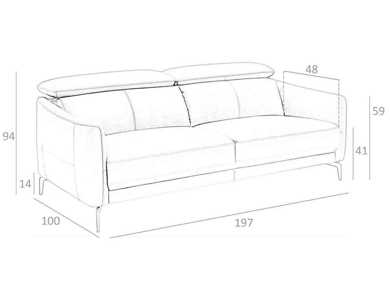 SOFA 3-SITZER Schwarz 197/100/94 cm - Schwarz, Leder (197/94/100cm) - ANGEL CERDA