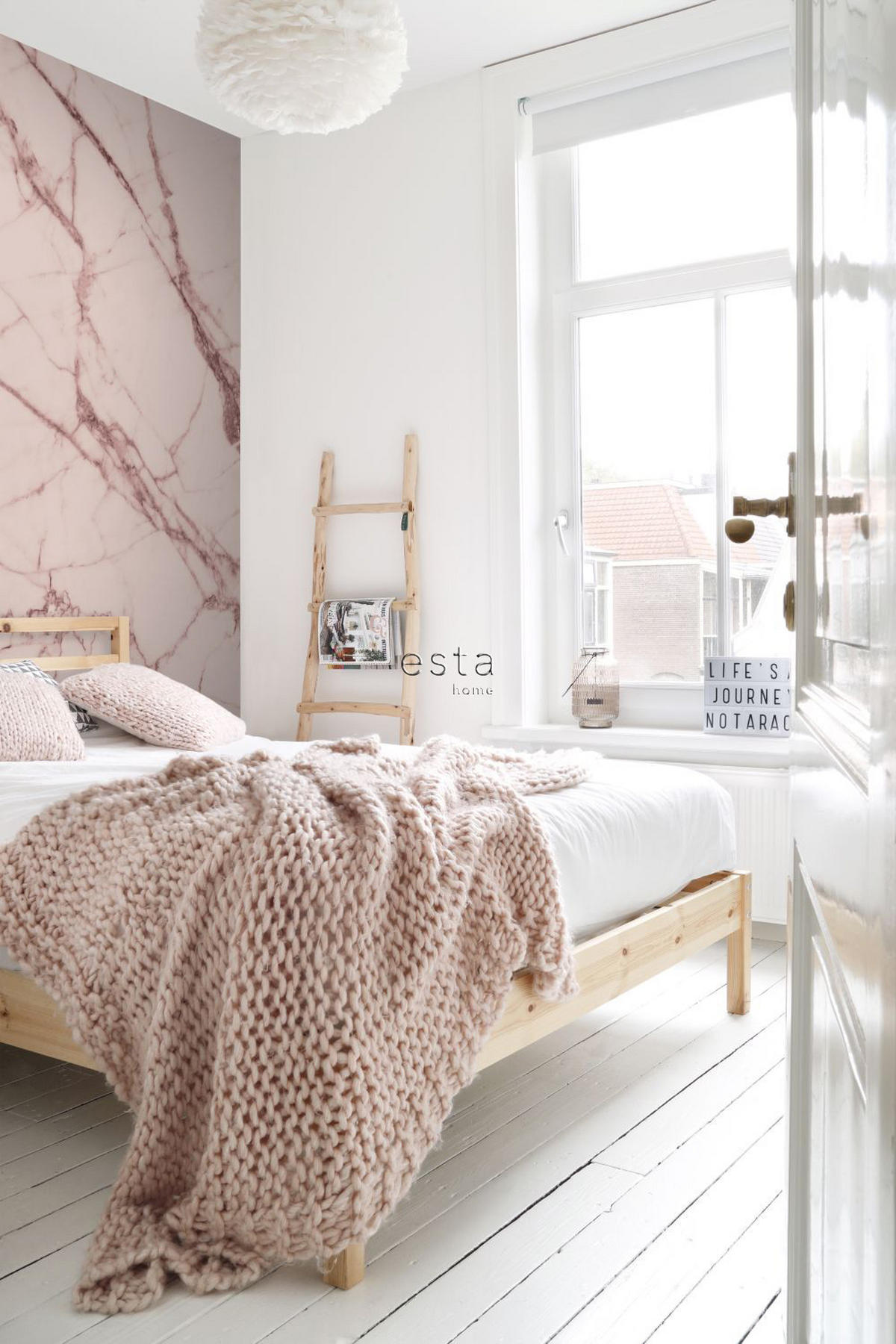 FOTOTAPETE Marmor-Optik 300 x 279 cm - Pink, Papier (300/279cm) - ESTAhome