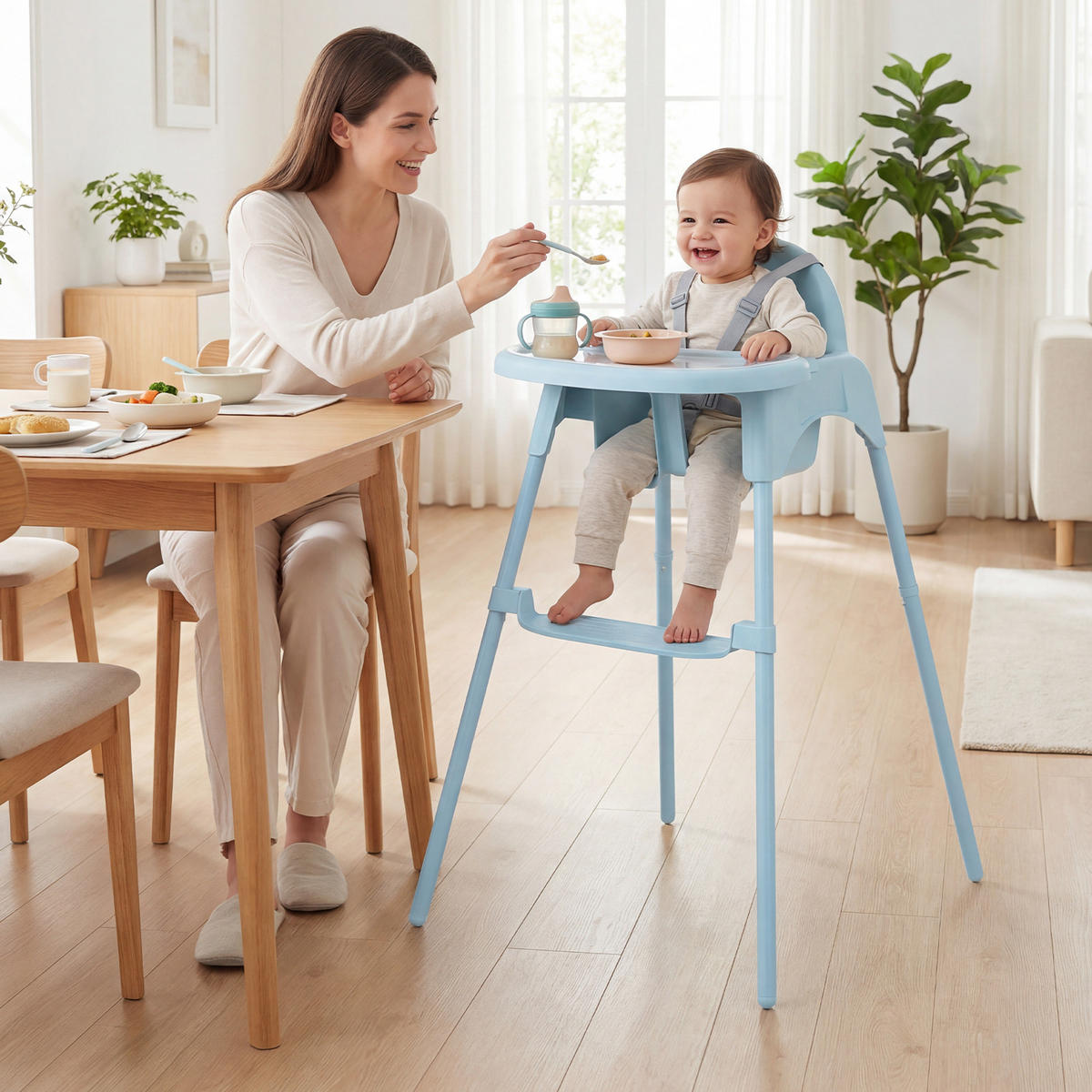KINDERHOCHSTUHL aus Metall blau - Blau, Metall (56/56.5/46cm) - COSTWAY