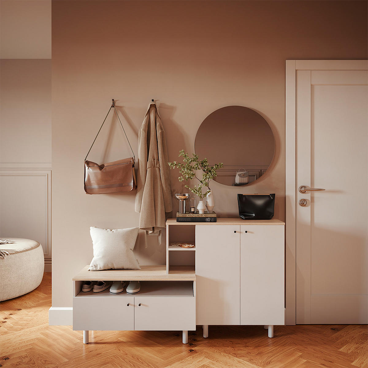 GARDEROBA Elano, Bela/Hrast, 140 x 80 cm - barve hrasta/bela, leseni material (140/80/40cm) - Vicco