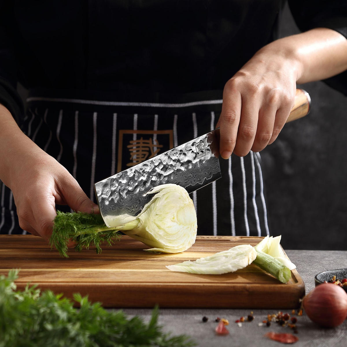 NAKIRIMESSER 17 cm - Braun, Holz/Metall (30cm) - Zayiko