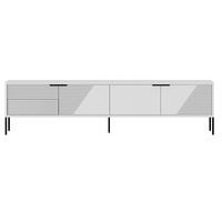 TV-MÖBEL auf Füßen mit 2 klappbaren, gerippten Türen 30/180/45 cm - Weiß, Holzwerkstoff (30/45/180cm) - Calicosy