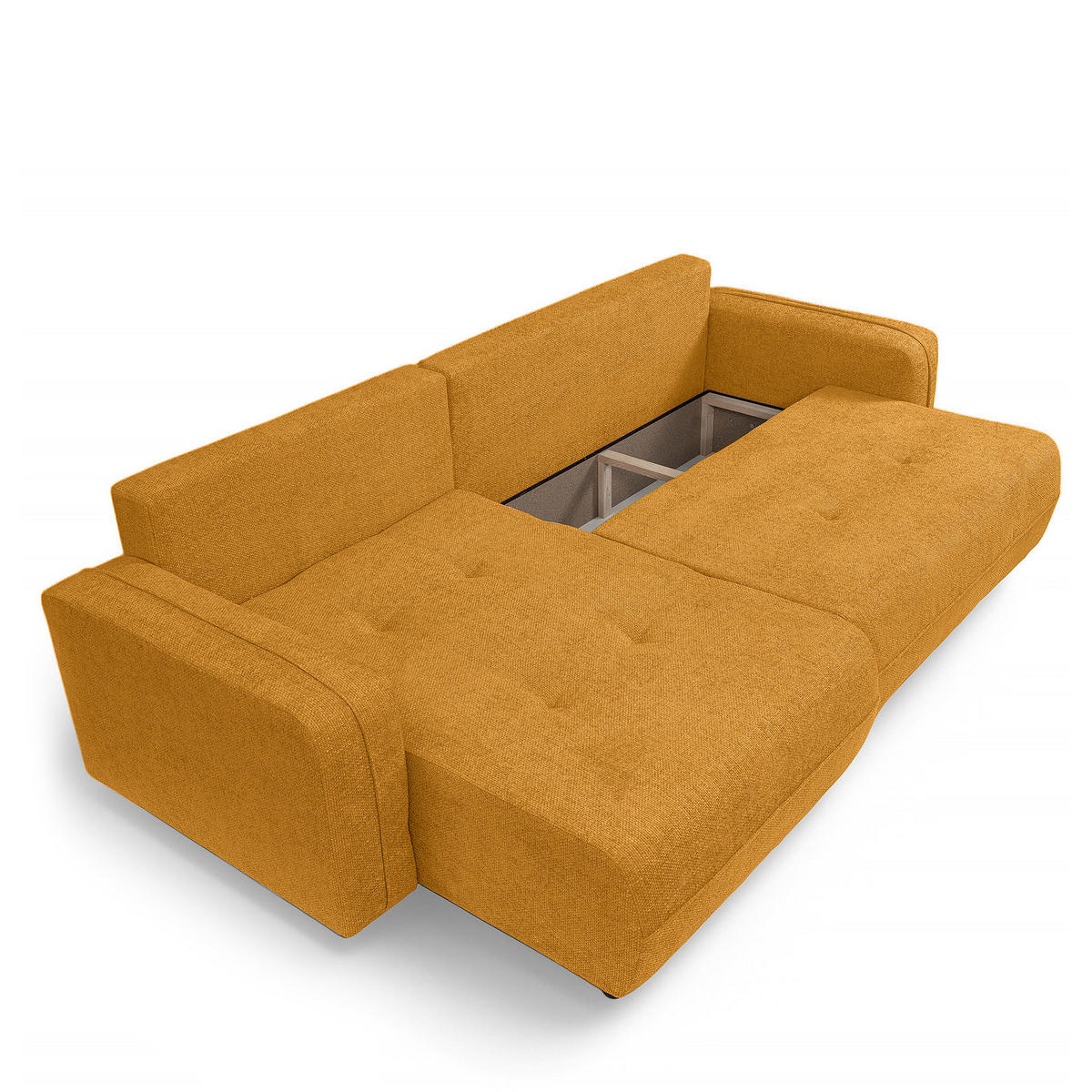 ECKSOFA mit Schlaffunktion - 272 cm - Gelb/Schwarz, Kunststoff/Textil (272/145cm) - home24