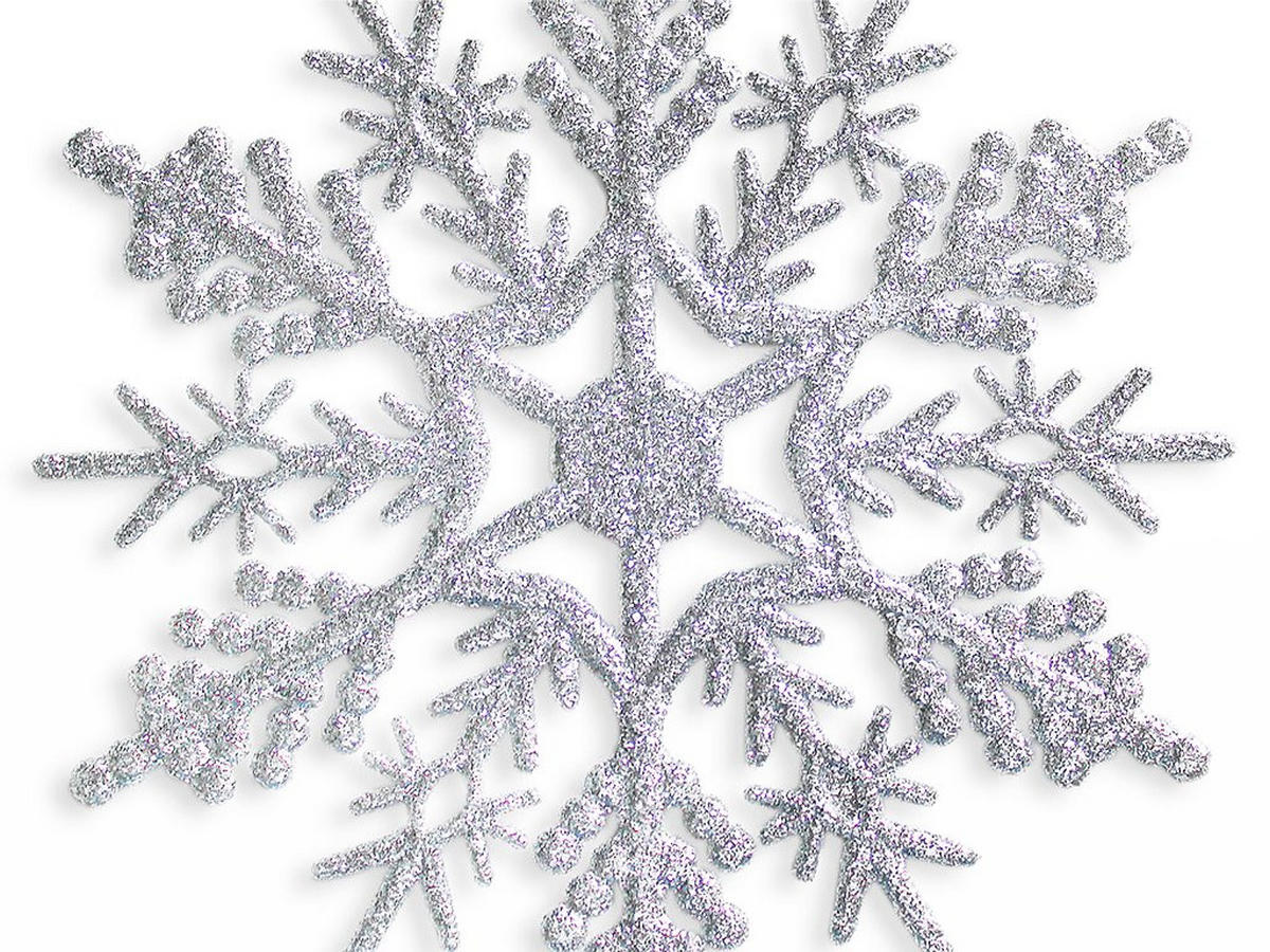 SCHNEEFLOCKE mit Glitzer 17,5 cm - Silberfarben, Kunststoff (17.5/17.5/1cm) - LAALU