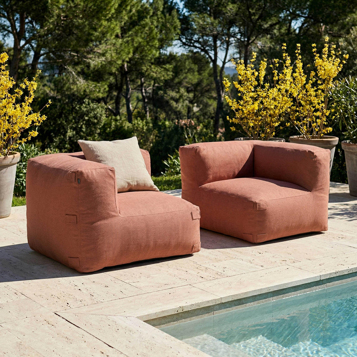 GARTENSOFA mit 2 Sitzplätzen, Terrakotta - Braun, Textil (170/65/85cm) - Oviala
