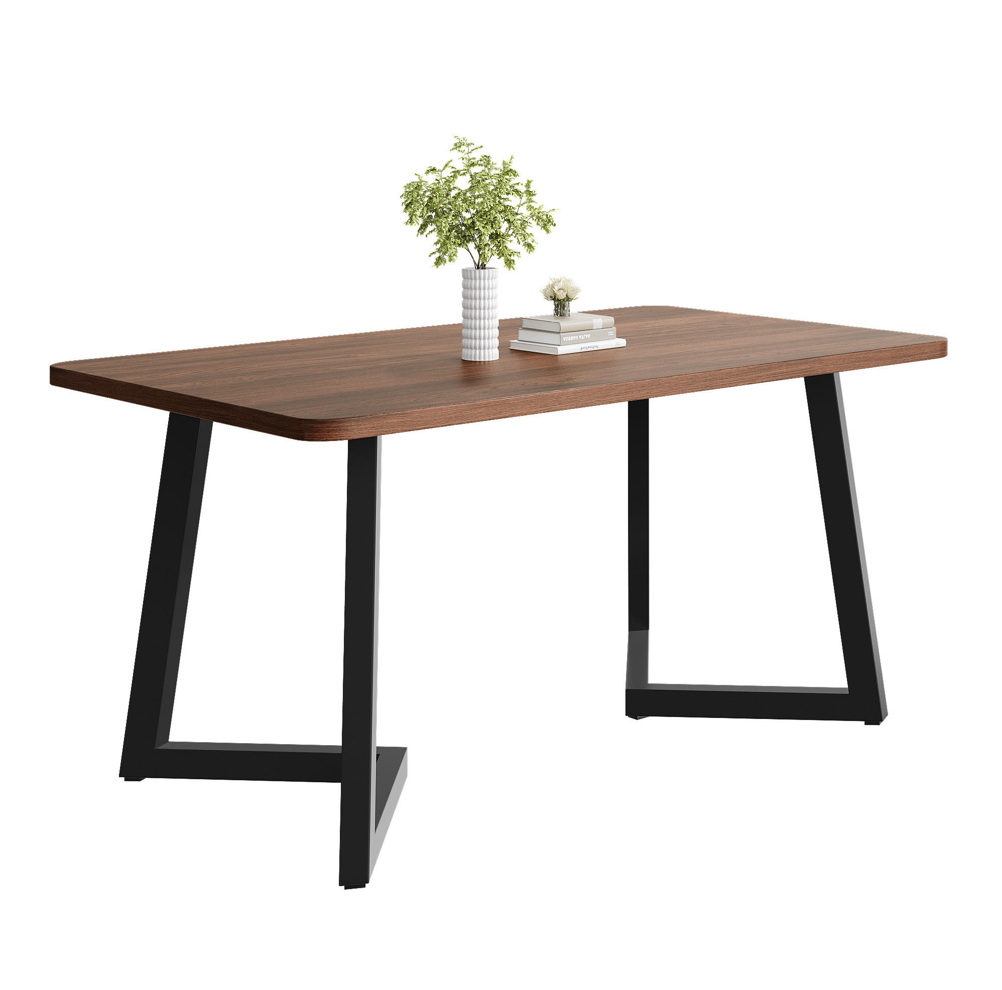 ESSTISCH 117/68/75 cm in Walnussfarben/Schwarz mit Metallgestell - Braun, Holzwerkstoff (117/68/75cm) - Flora Grace