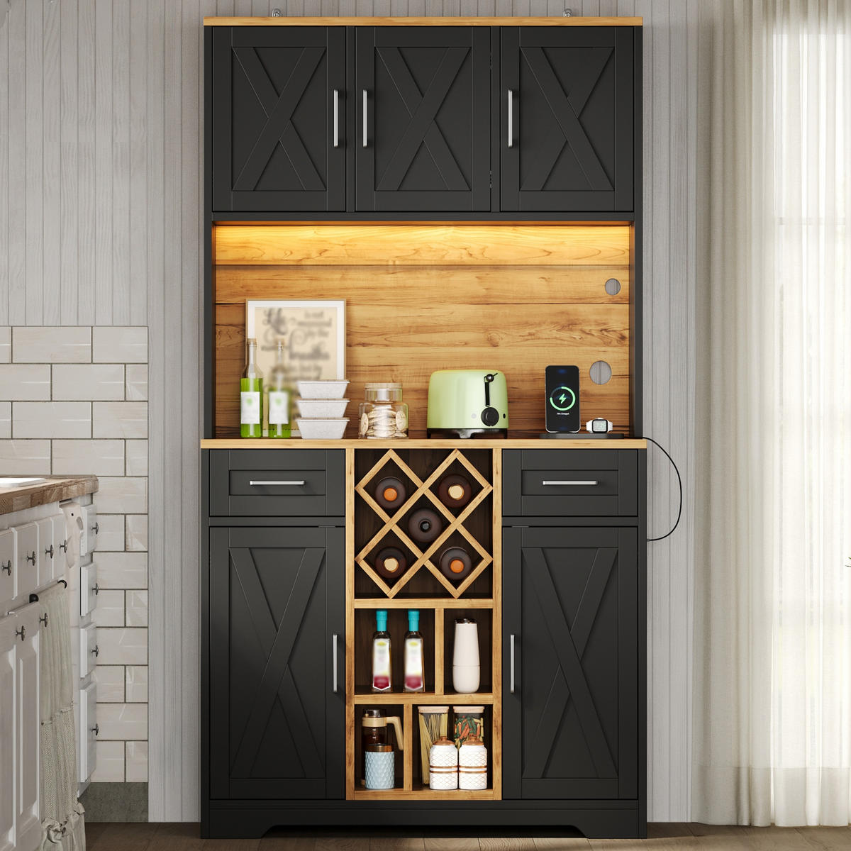 GESCHIRRSCHRANK Naturfarben 105/40/180 - Naturfarben, Holzwerkstoff (105/180/40cm)