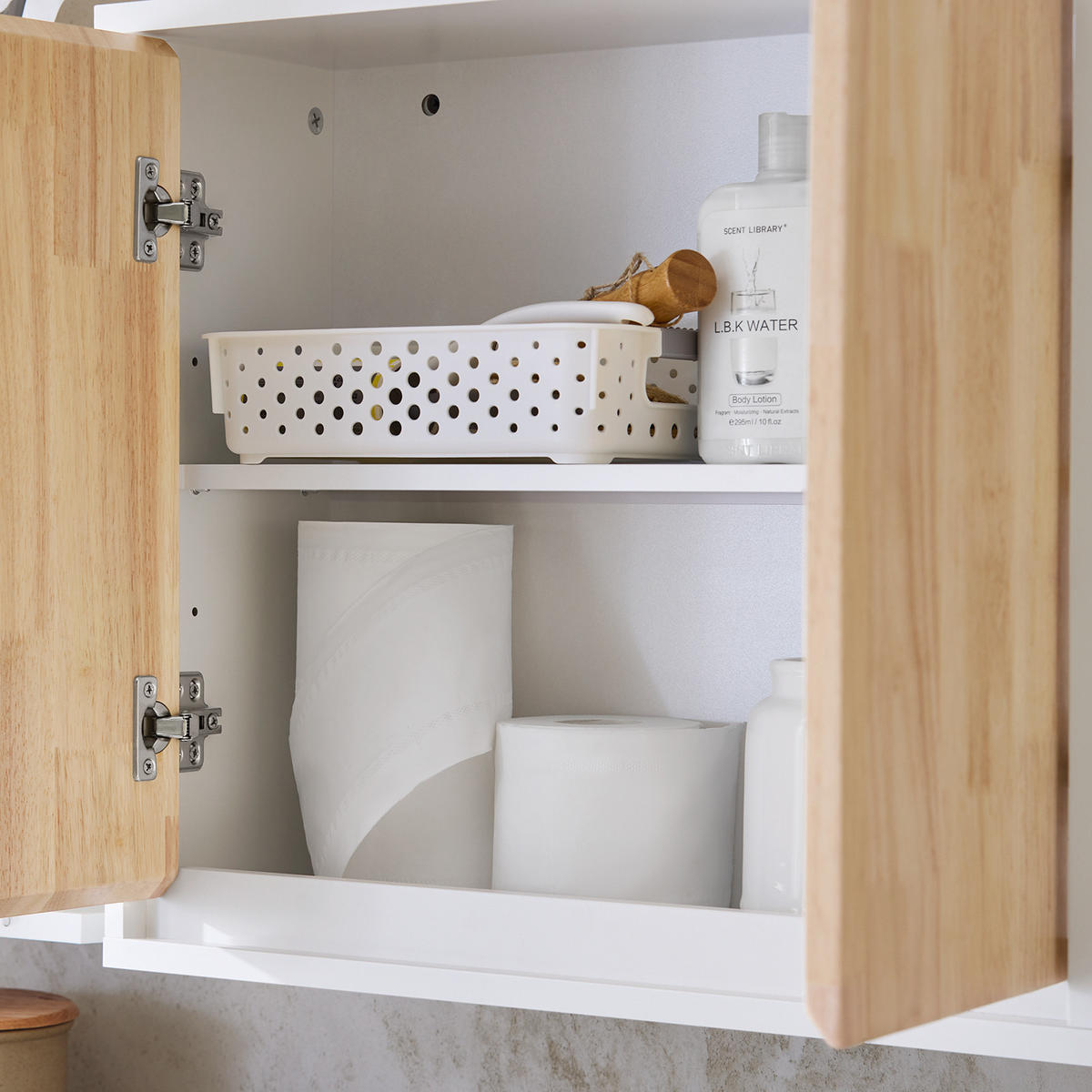 HÄNGESCHRANK Weiß-Natur - Weiß/Naturfarben, Holz/Holzwerkstoff (68/48/20cm) - SoBuy