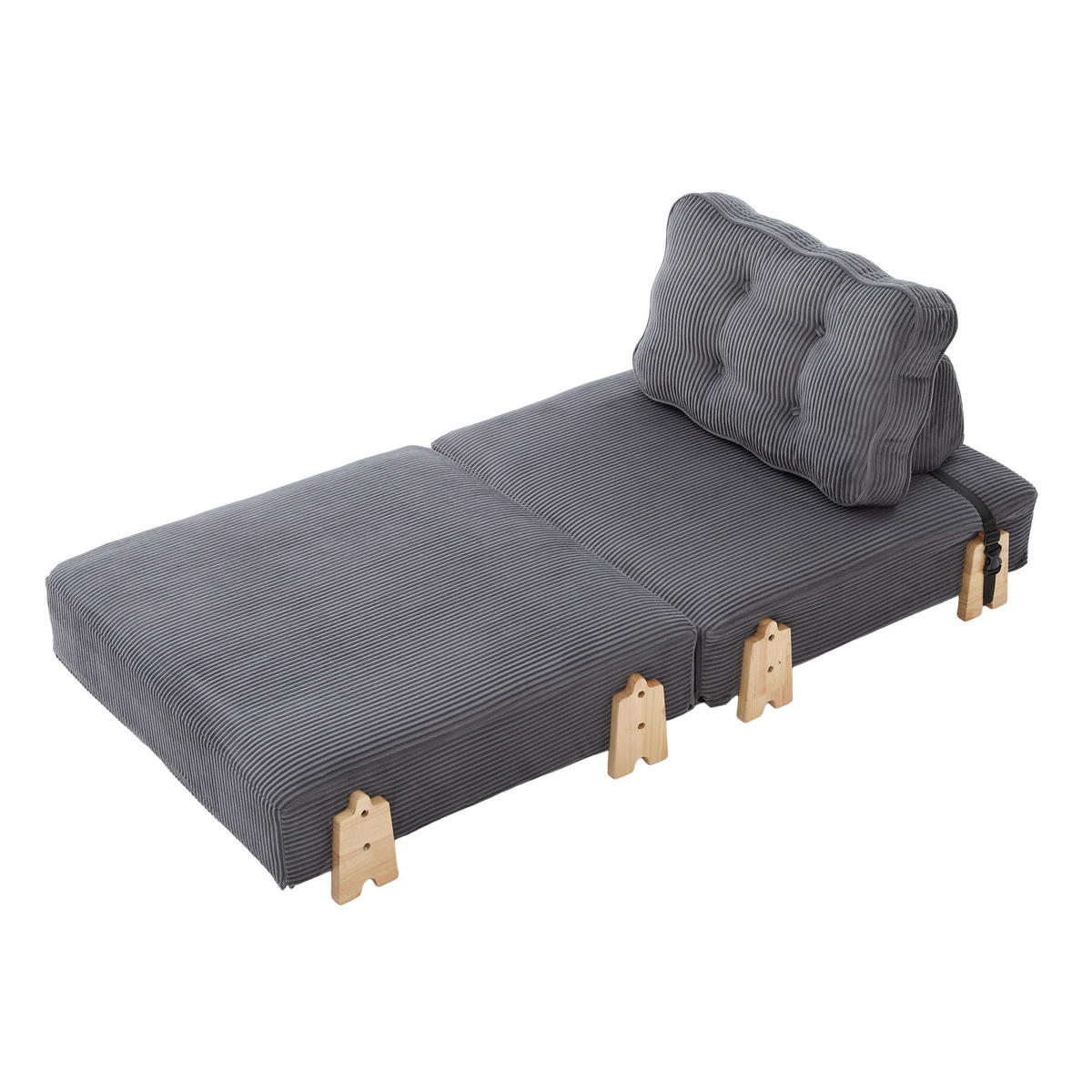 SCHLAFSESSEL ausklappbar mit Holzgestell, DE-42596, Grau - Dunkelgrau, Holzwerkstoff (90/84/86cm) - ComfortXL