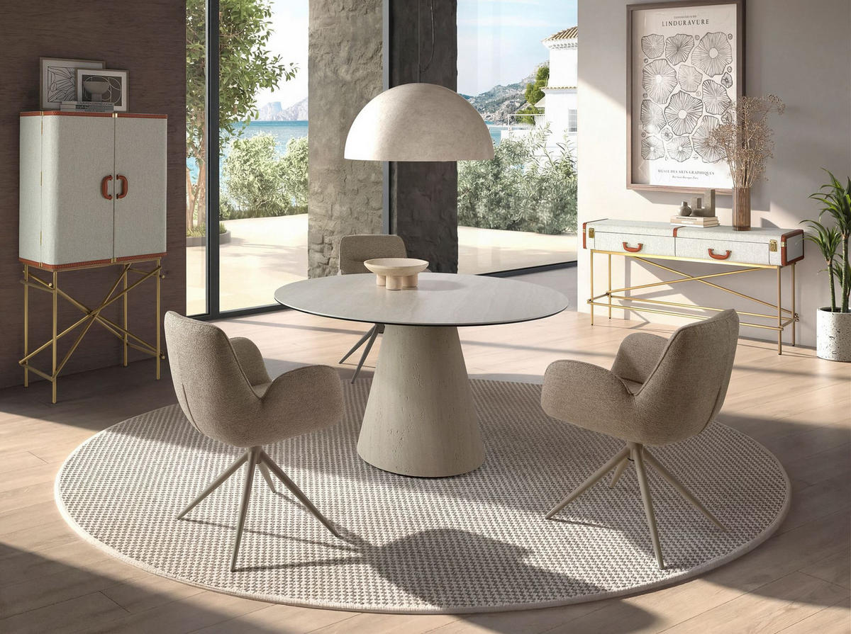 STUHL aus Stoff 61/63/84 cm - Beige/Sahara, Textil/Metall (61/84/63cm) - ANGEL CERDA