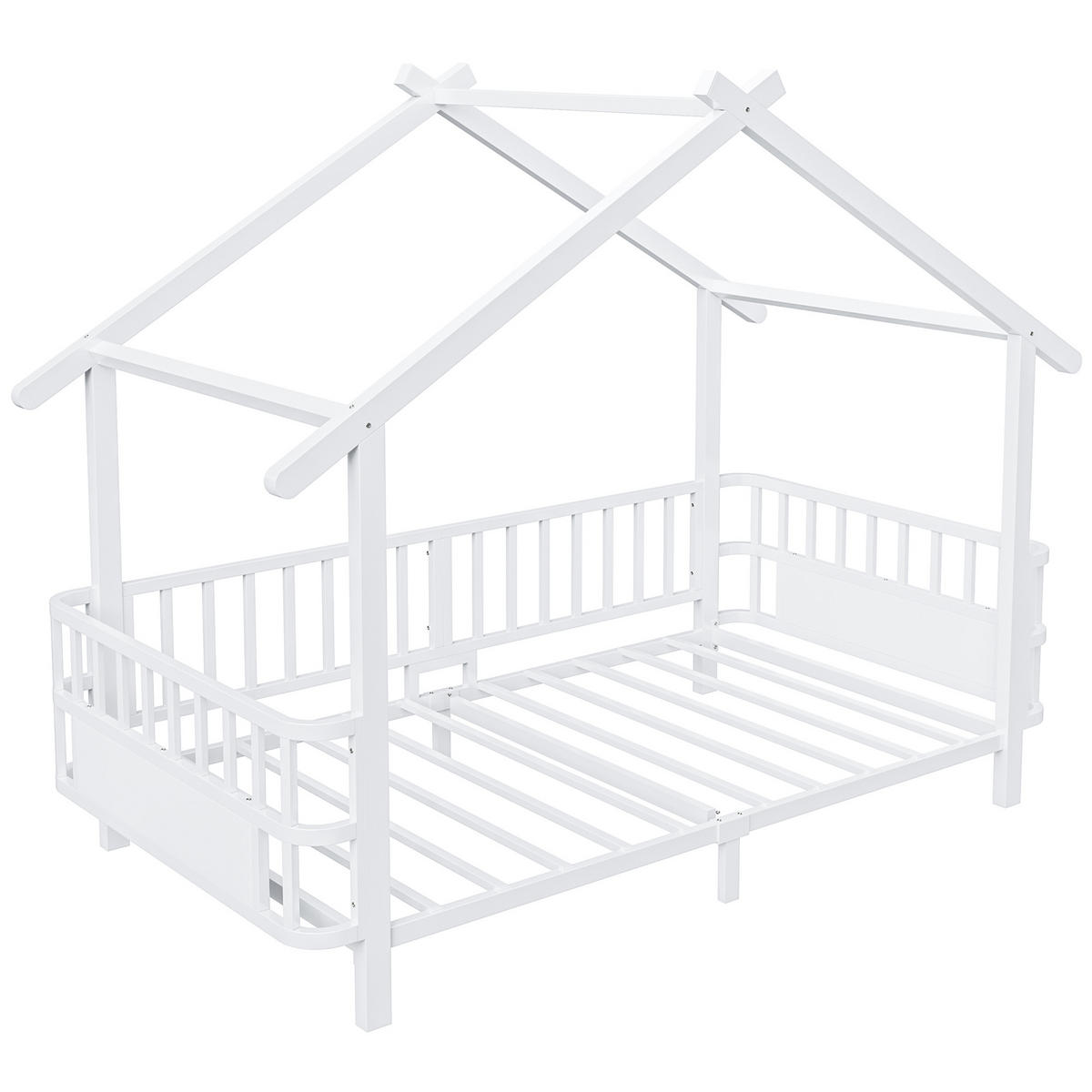 HAUSBETT 90x200 Metall Sicherheitsgitter Weiß - Weiß, Metall (90/200cm) - FLIEKS