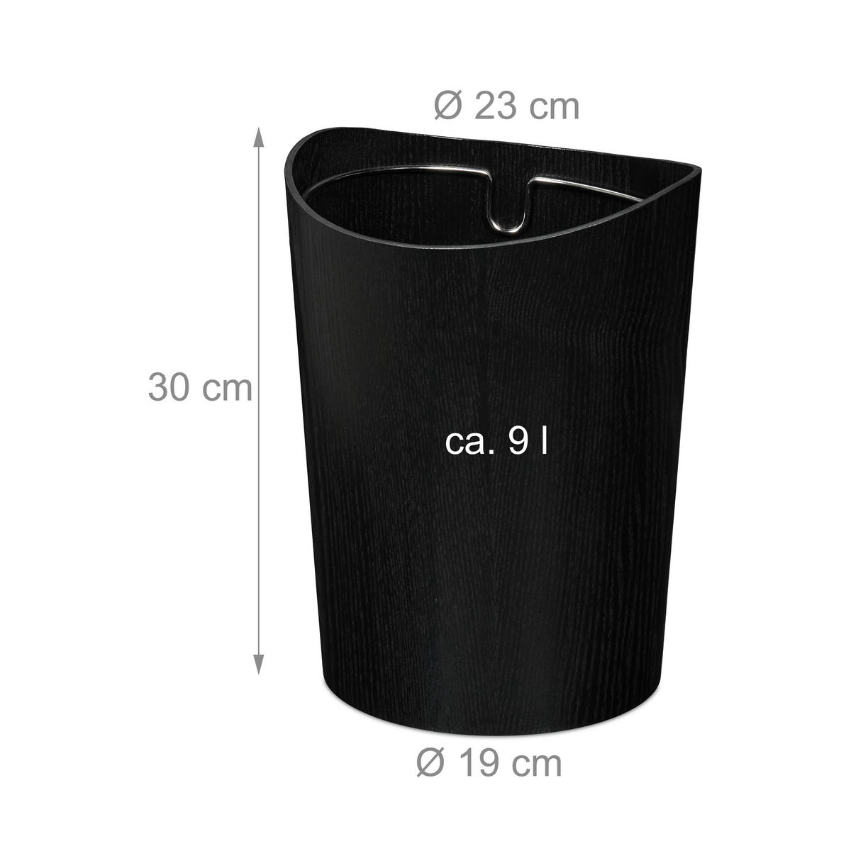 KÔŠ na papierový odpad - čierna, drevo (23/30/23cm) - Relaxdays