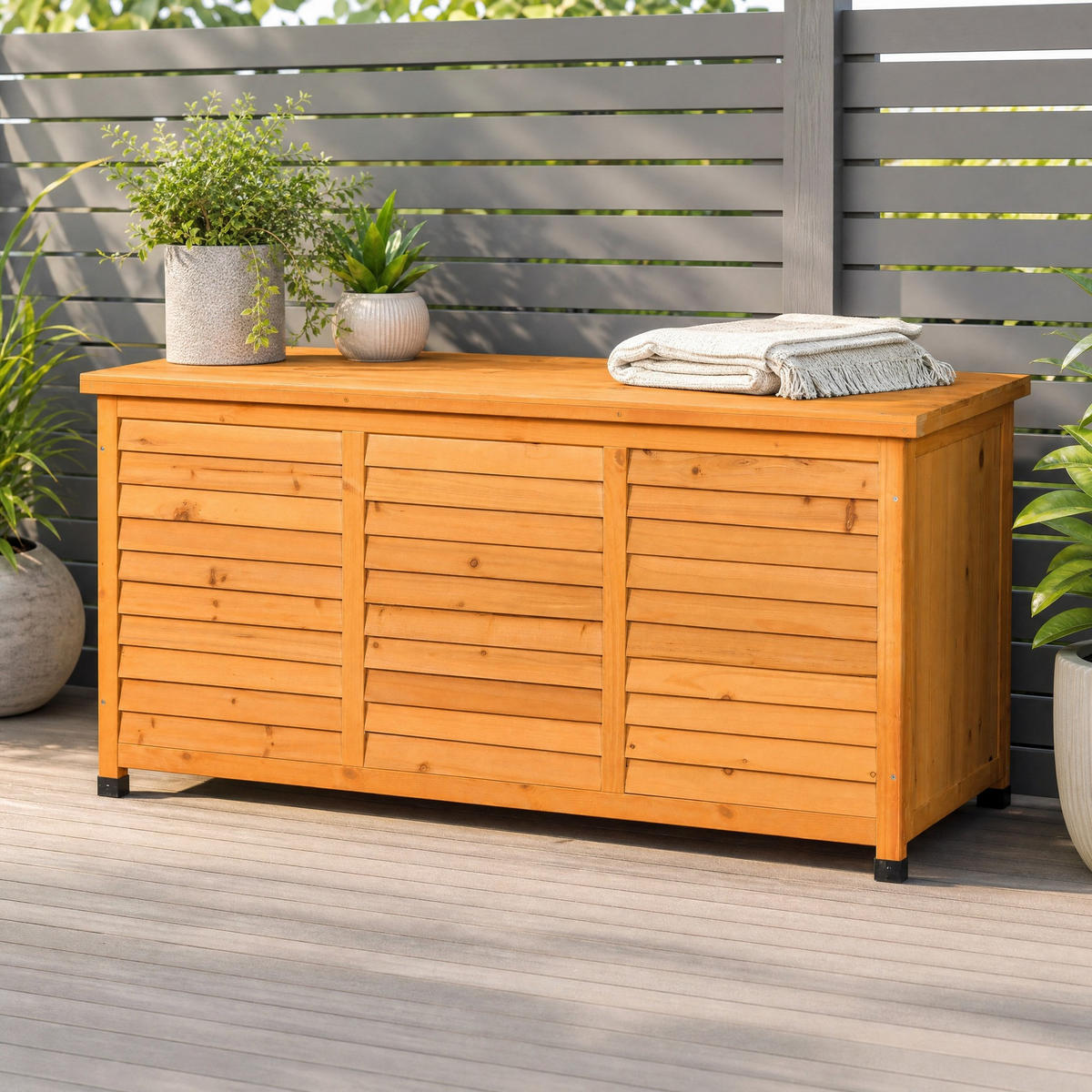 GARTENKOMMODE 127/60/56 cm Gelb aus Holz mit Stauraum - Gelb, Holz (56/60/127cm) - OKMYHOME