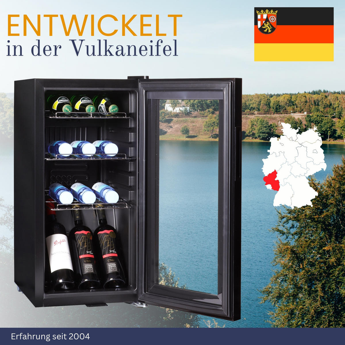 WEINKÜHLSCHRANK GK50 - Schwarz, Metall (40/76cm) - Sommertal
