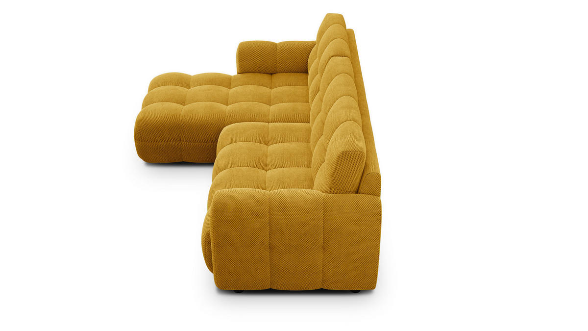 ECKSOFA MELLOW 3-Sitzer, safran - Gelb/Schwarz, Holz/Textil (232/156cm) - Courtois Laville