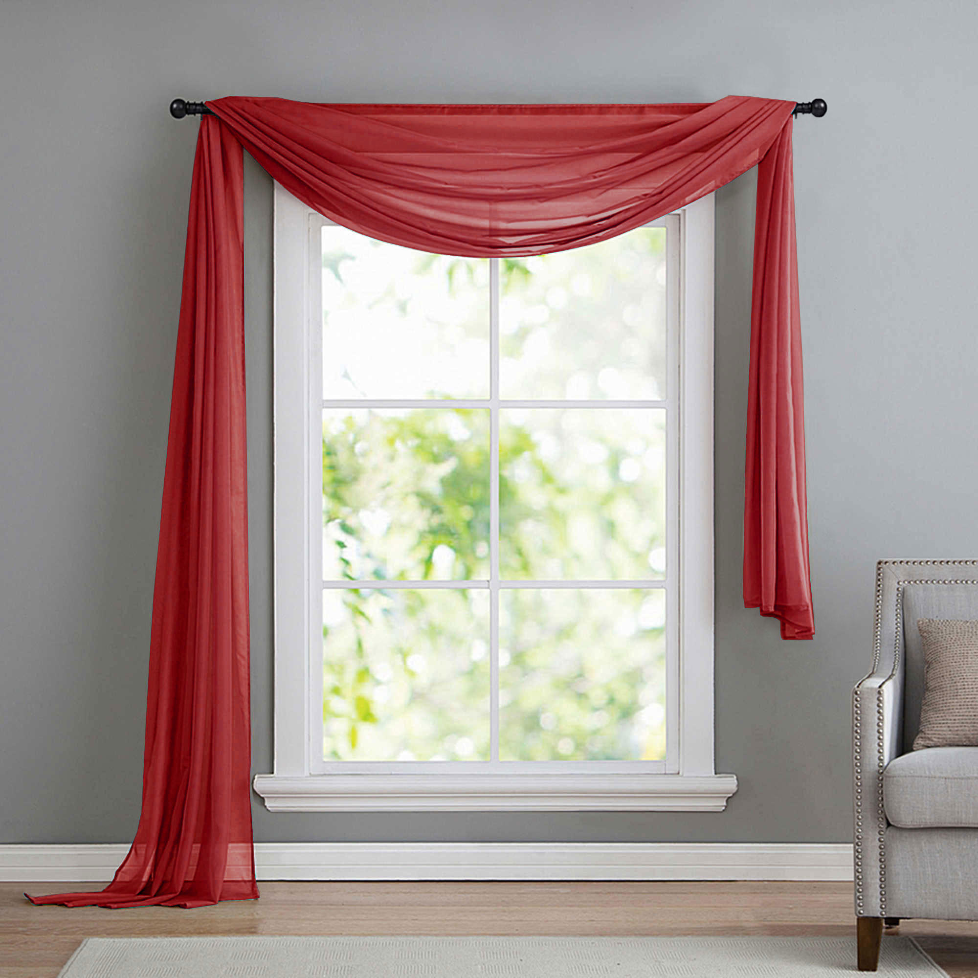 QUERBEHANG 1ER SET HxB 140x600 Bordeaux - Bordeaux, Textil (140/600cm) - Gardinenbox