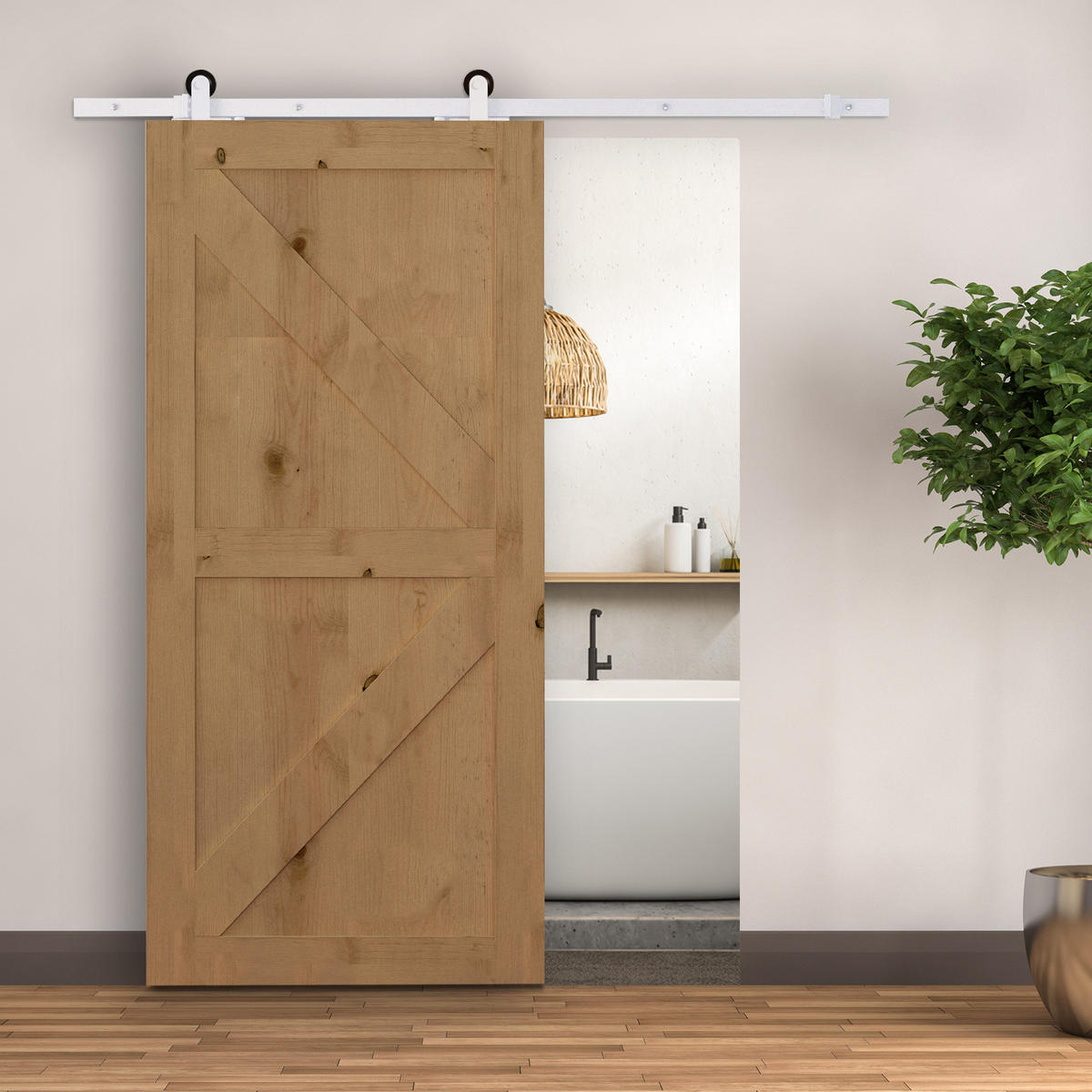 SCHIEBETÜRSYSTEM - Weiß, Metall (4/0.6/183cm) - HOMCOM