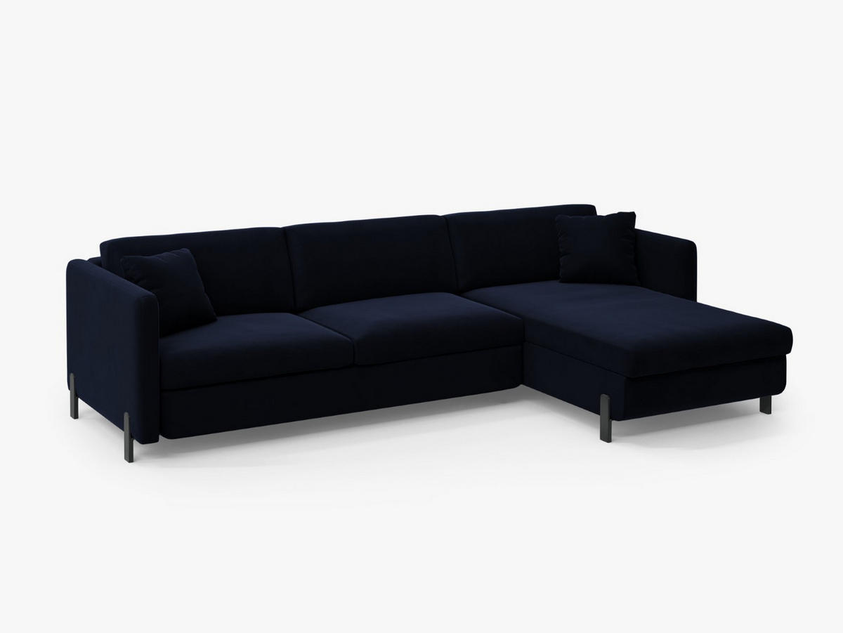 ECKSOFA ausklappbar rechts Gloria aus Samt königsblau 4 Sitzplätze - Dunkelblau, Textil (260/170cm) - Micadoni