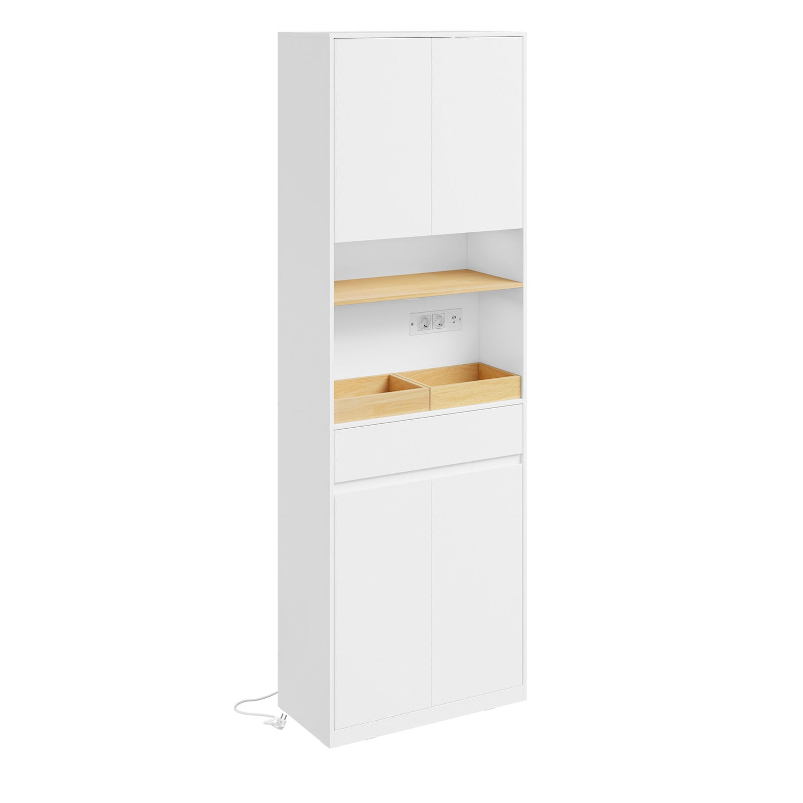 HOCHSCHRANK mit Aufbewahrungsfunktion BZR241-E-W - Weiß, Holzwerkstoff (30/180/60cm) - SoBuy