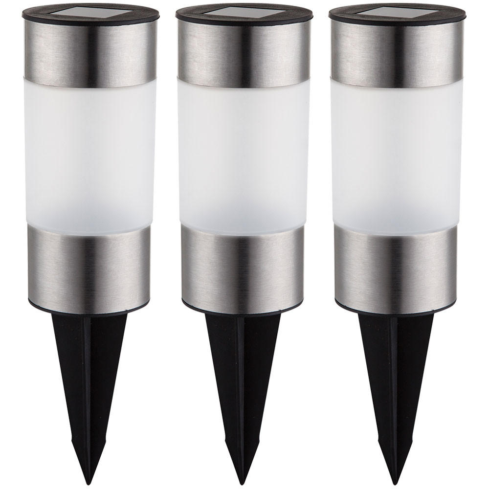 LED AUSSENLEUCHTE Edelstahl Silber 3er Set - Silberfarben, Metall (6.3/6.3/23.5cm) - Globo Lighting