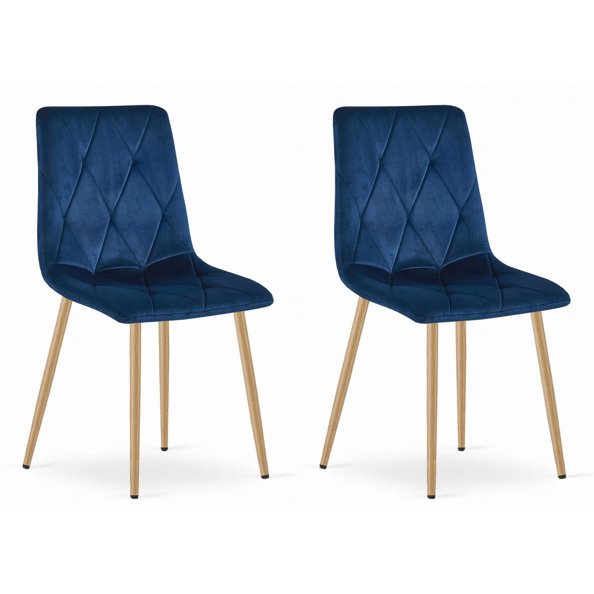 STUHL BOSA 2-er Set, Blau, Metallbeine in Holzfarbe - Grün, Textil/Metall (45/89/53cm) - Komodee