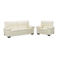 COUCHGARNITUR mit Sessel - 4 Personen - leder - elfenbeinfarben Mimas - Weiß, Leder (210/97/89cm) - Vente-Unique