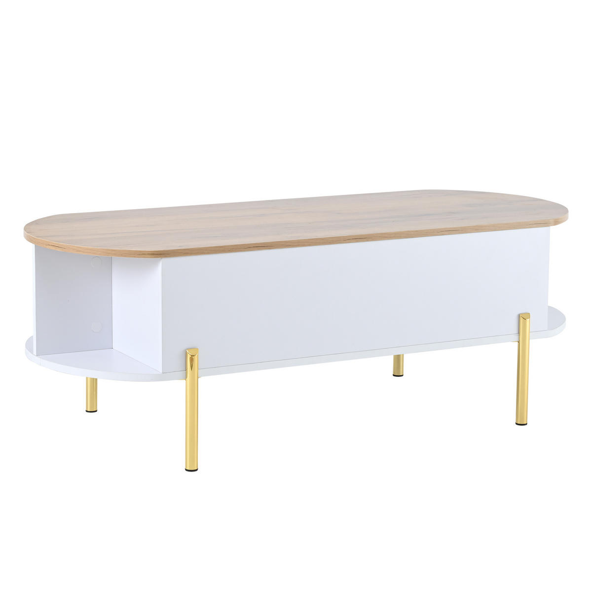 COUCHTISCH Weiß/Holzfarben 120/50/43 cm mit Hebefunktion - Weiß, Holzwerkstoff (50/120/43cm) - PANGIVO