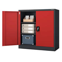 AKTENSCHRANK abschließbar KADO mit Flügeltüren 93x90x40cm Anthrazit-Rot - Anthrazit, Metall (90/93/40cm) - DELUKE