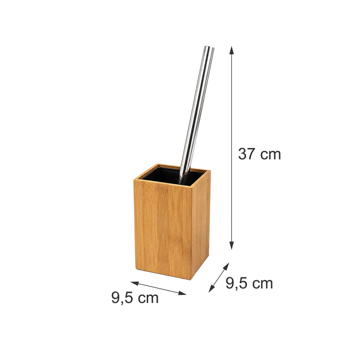 WC-ŠTĚTKA Přírodní s držákem bambus - světle hnědá, kov/dřevo (9.5/37/9.5cm) - Relaxdays