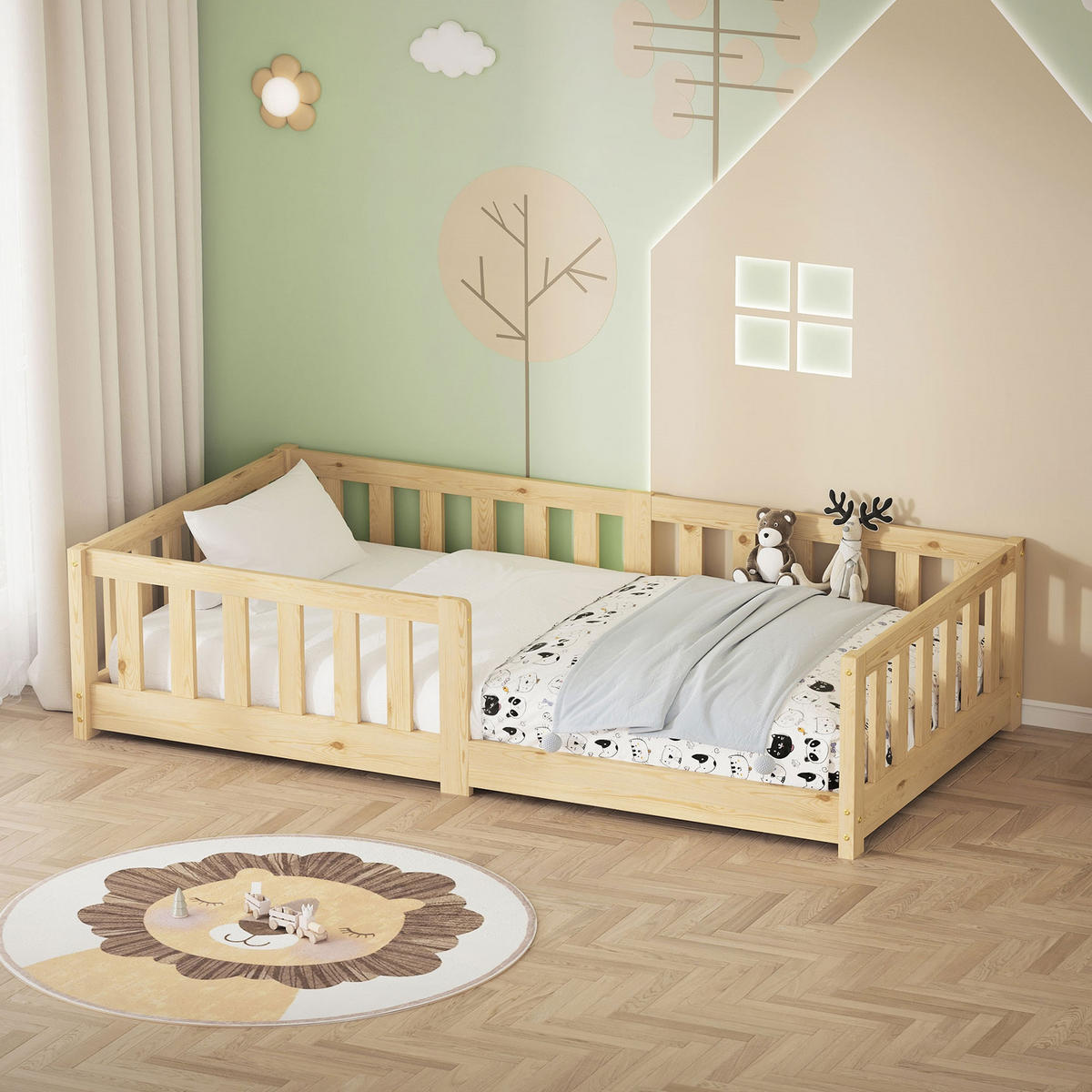 KINDERBETT 80x160 cm Natur aus Kiefernholz - Naturfarben, Holz (80/160cm) - ML-DESIGN