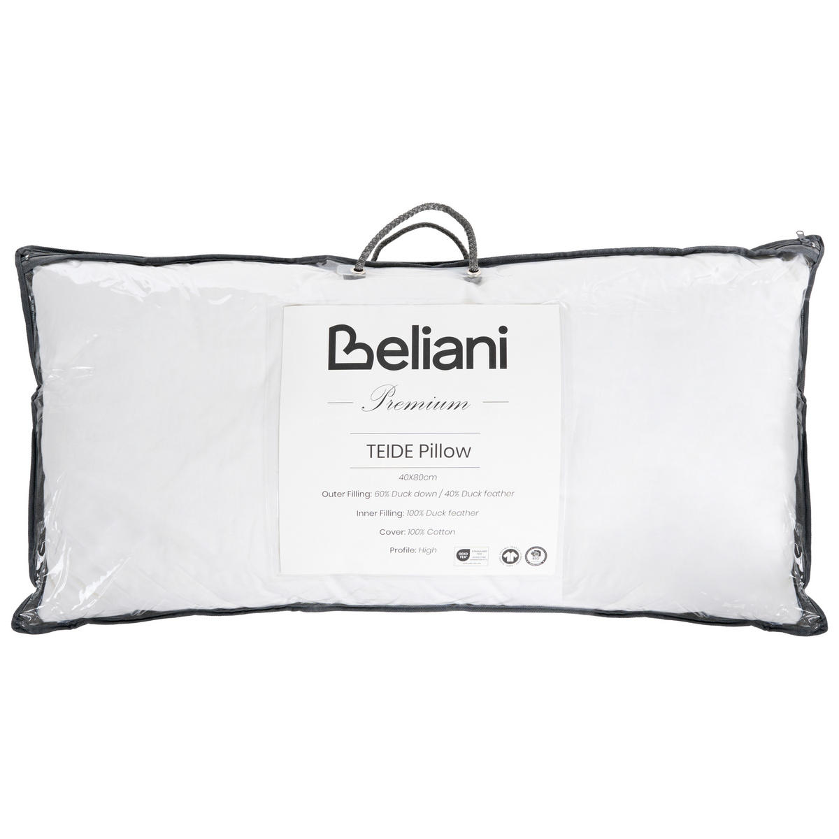 KOPFKISSEN Weiß Hoch 40/80 cm Teide - Weiß, Naturmaterialen (80/40cm) - Beliani