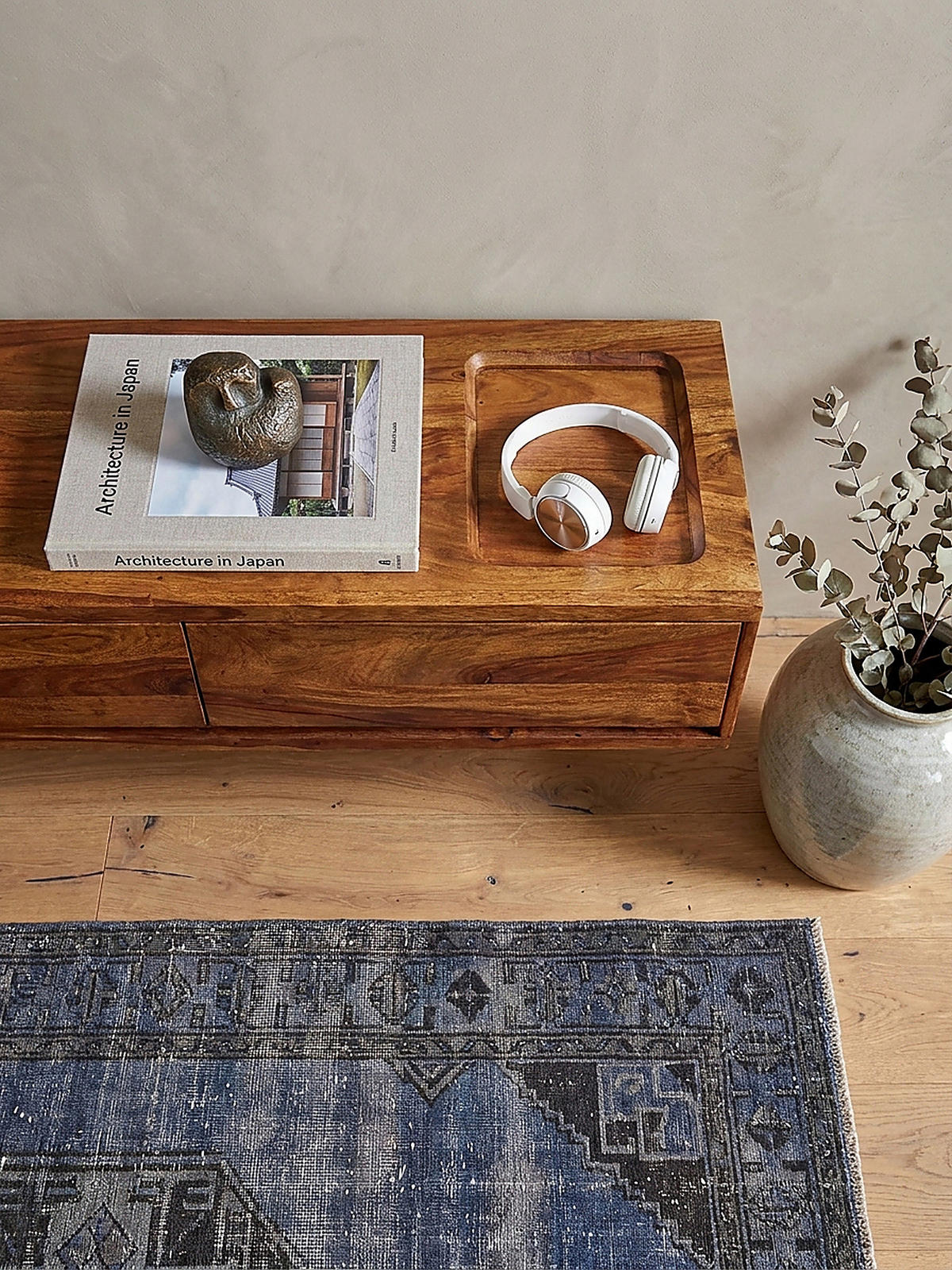 LOWBOARD Hängend Massivholz Modern Stil mit 2 Schubladen - Braun, Holz (108/25/34cm) - KADIMA DESIGN