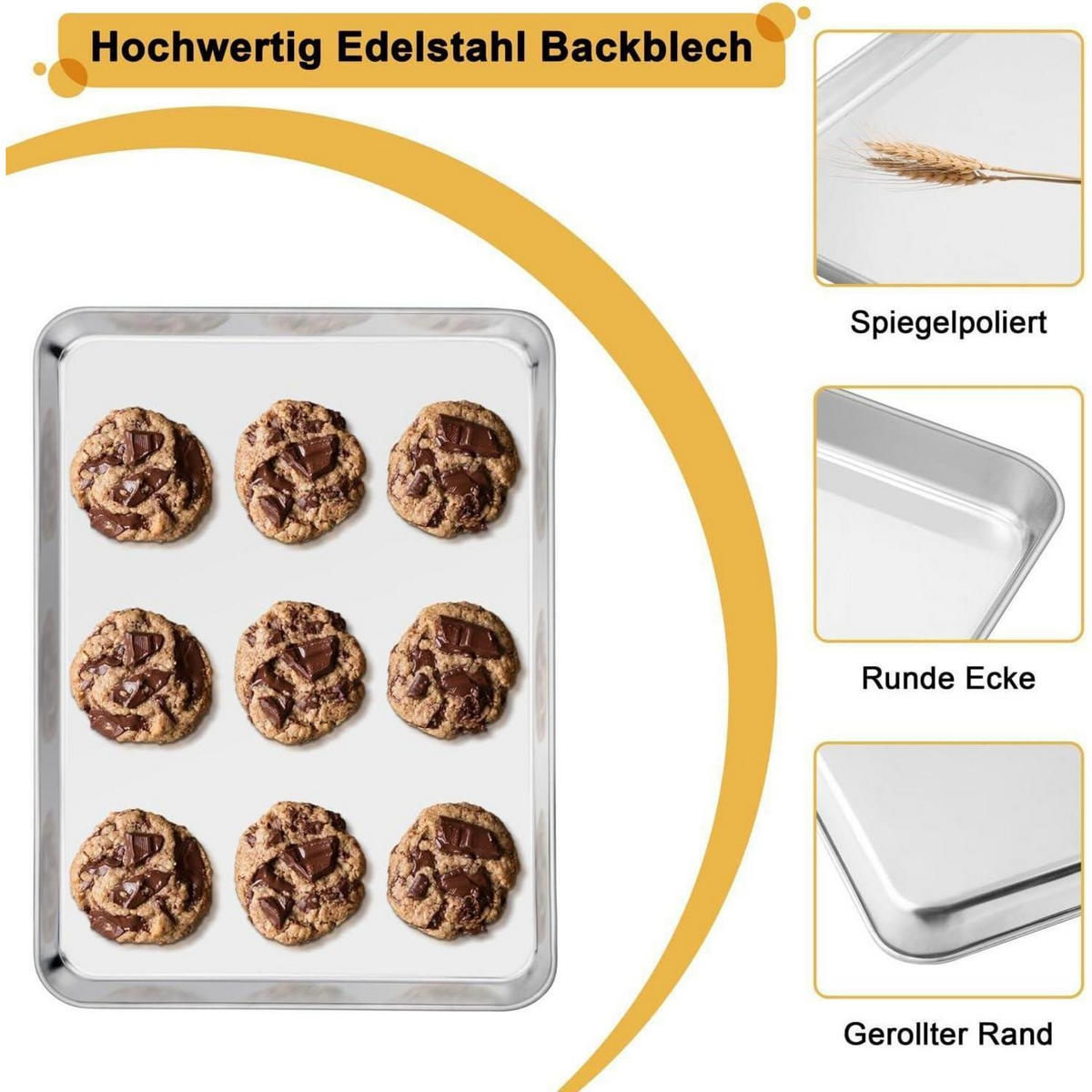 BACKBLECH mit Abkühlgitter 2-teiliges Set 31,4 x 24,6 cm - Silberfarben, Metall (24.6/2.5/31.4cm)