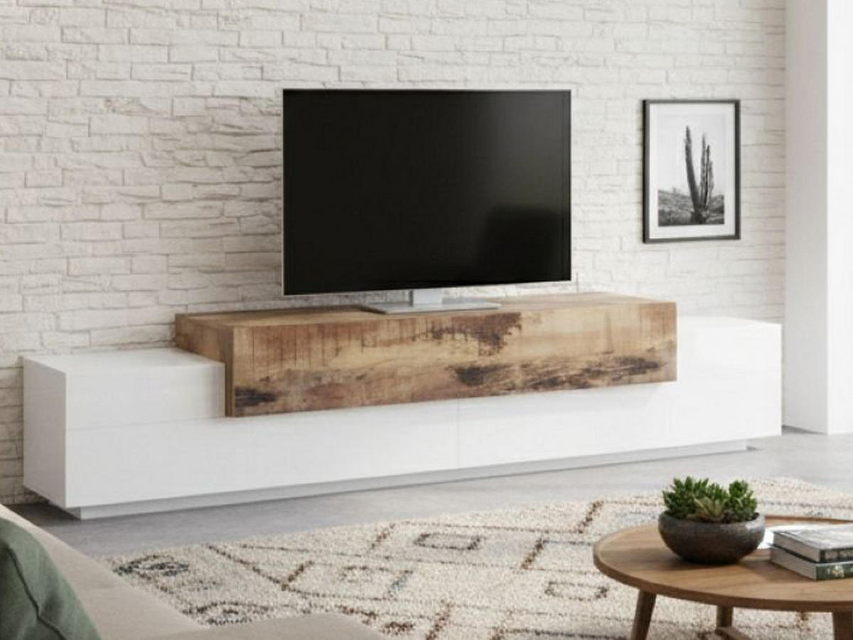 FERNSEHSCHRANK Glänzendes Weiß, Ahorn 45/240/52 cm - Ahornfarben/Weiß, Holzwerkstoff (240/52/45cm) - DMORA